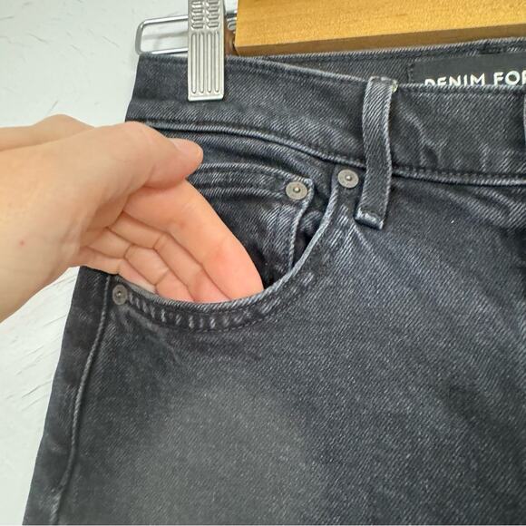 Denim Forum Black The Yoko High Rise Slim Fit Jeans 24 Raw Hem Button Fly Casual - Picture 5 of 14